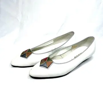 Lancel 란셀 펌프스 화이트 멀티 컬러 장식 포함 24cm