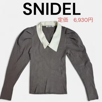 SNIDEL 스나이델 니트 칼라 퍼프 슬리브 풀오버 그레이 가을/겨울