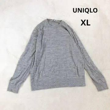 [ 유니클로 ] 메리노 크루넥 스웨터 (XL) 그레이 무지 워셔블 울