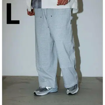 BEAMS 더블니 스웨트 팬츠 L 애쉬 그레이 완판템