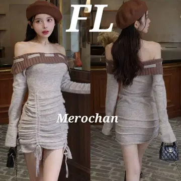 Darich 오프숄더 스티치 니트 미니 원피스 FL 새상품급