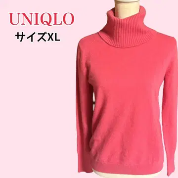 유니클로 캐시미어 100% 터틀넥 스웨터 XL 살몬 핑크