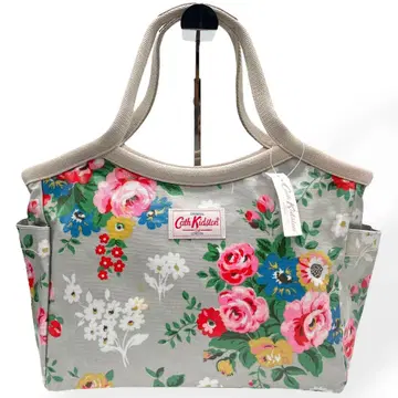 컨디션 최상 Cath Kidson 토트백 핸드백 PVC 꽃무늬 그레이