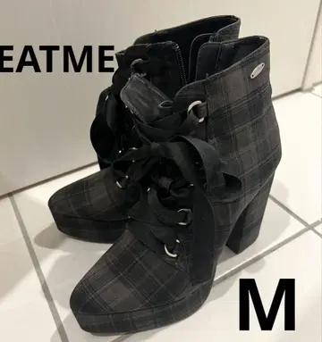 [ 즉시 구매 가능 ] EATME 체크 무늬 하이힐 부츠 M