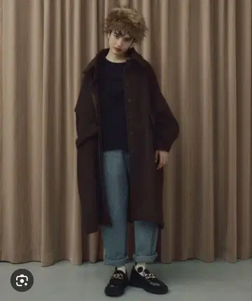 울 오버 사이즈 롱 코트