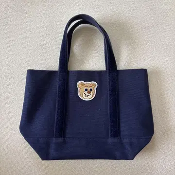 네이비 스몰 올드 테디 와펜 토트백 페이러 러브러리