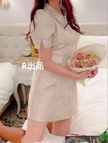 amerge. JQ 레트로 원피스 상의 스커트 카라 부착