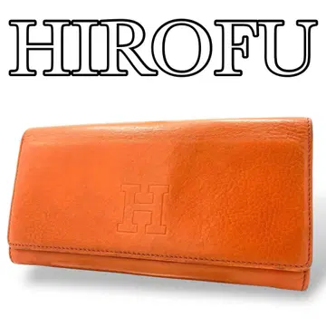 [ 가격 협의 ] 새상품급 HIROFU 히로후 장지갑 가죽 오렌지 H로고