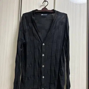 제로 토네이도 체크풍 시기 패턴 블랙 V넥 가디건 M 사이즈