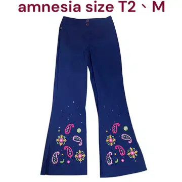 새상품급 amnesia 빈티지 보타니컬 꽃무늬 자수 플레어 팬츠