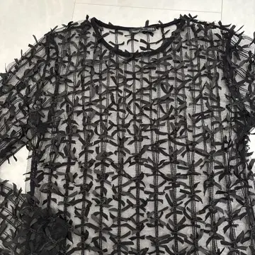 ZARA 블랙 메쉬 리본 긴팔 상의