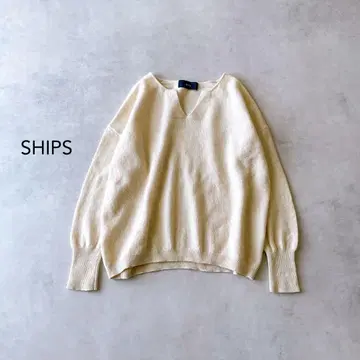 [쉽스] 울 캐시미어 키넥 리브 니트 아이보리 SHIPS
