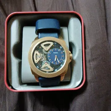 FOSSIL 골드 블루 손목시계