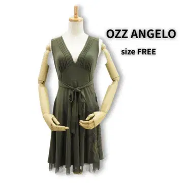 미사용품 OZZ ANGELO V넥 슬리브리스 원피스 카키