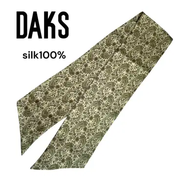 DAKS 닥스 실크 스카프 그린 베이지 크림슨 페이즐리