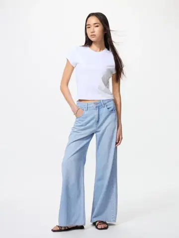 UNIQLO 드레이프 와이드 플레어 청바지 블루 26