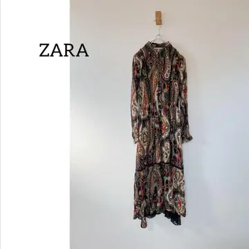 ZARA 자라 페이즐리 무늬 롱 원피스 맥시 길이 M 사이즈