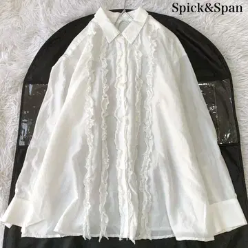 Spick&Span 코튼 실크 프론트 프릴 블라우스 25SS 워셔블