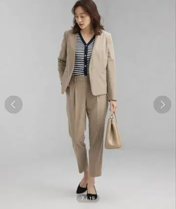 그린 라벨 릴랙싱 노카라 자켓 팬츠 세트