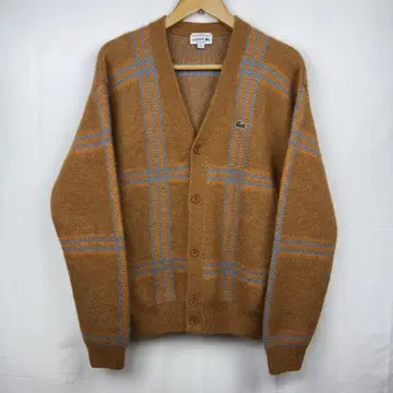 새상품급 LACOSTE 라코스테 빅 타탄 체크 가디건 알파카