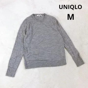 [유니클로] 메리노 크루넥 스웨터 (M) 그레이 무지 심플
