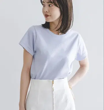 NOBLE 수빈 코튼 스무스 컴팩트 T셔츠 블루