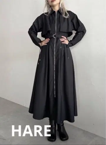 새상품급 HARE 레이스업 지퍼 원피스 블랙
