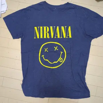 NIRVANA 스마일리 로고 T셔츠 XL 네이비