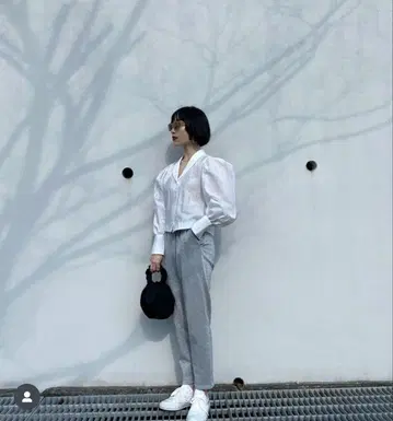 캐주얼 팬츠 그레이 코튼 혼방