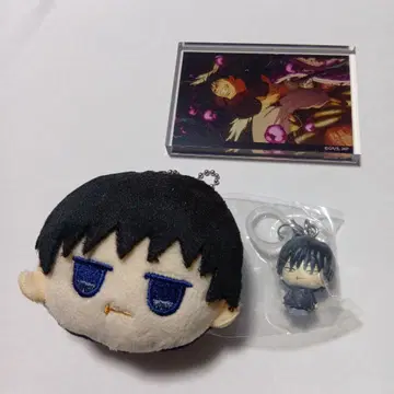 주술회전 후시구로 진파치 아크릴 블록 봉제 인형 키링 메지루시 액세서리