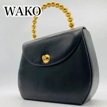 와코 WAKO 핸드백 골드 탑 핸들 블랙 가죽