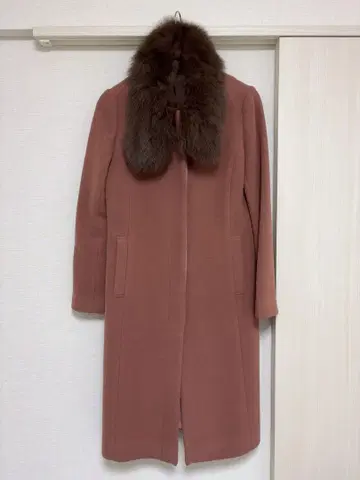 울 롱 코트 퍼 옷깃 머플러 포함