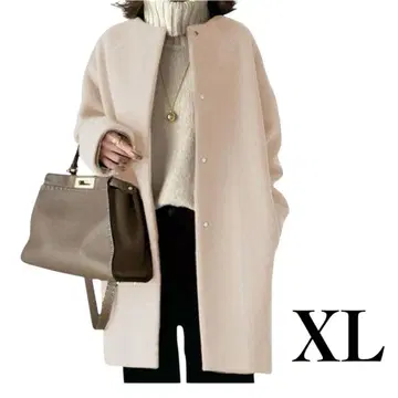 택 포함 새상품 노카라 미들 기장 코트 여성용 아우터 XL 베이지