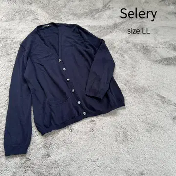 Selery 세로리 가디건 사무복 긴팔 가디건 네이비 LL