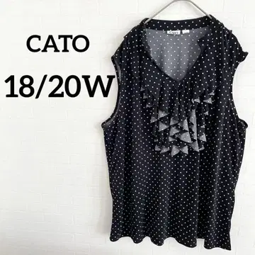 새상품급 CATO [ 18/20W ] 도트 무늬 프릴 슬리브리스