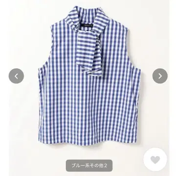 mizuiro ind 슬리브리스 셔츠 파랑과 화이트 체크