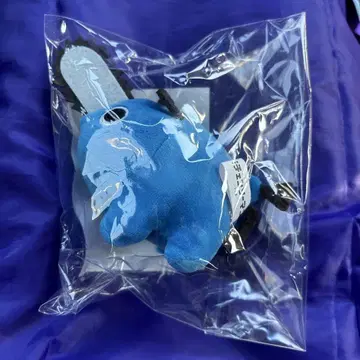 로손 콜라보 포치타 봉제 인형 키링 체인소 맨 파랑 포치타