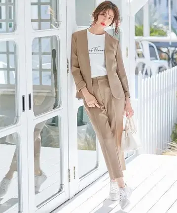 택 포함 새상품 애니시스 린넨 라이크 폴리에스테르 셋업 모카