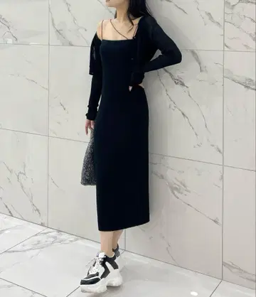 ROYALPARTY 시어 앙상블 타이트 원피스 블랙