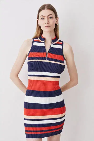KAREN MILLEN Knitted Rib Stripe Dress