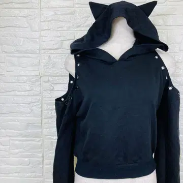 Belchic 고양이 귀 후드티 고양이 귀 오픈 숄더 상의 분장 할로윈