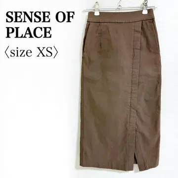 SENSE OF PLACE 슬릿 타이트 스커트 브라운 XS 종아리 기장