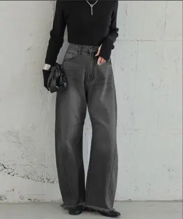 와이드 레그 데님 팬츠