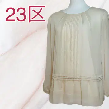 새상품급 23KU 핀턱 블라우스 긴팔 쉬폰풍 38 페미닌 고급