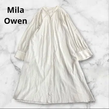 [ 새상품급 ] 미라 오웬 코튼 롱 셔츠 밴드 카라 셔츠 원피스