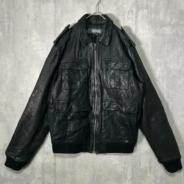 빈티지 A-2 가죽 자켓 블랙 리브 S