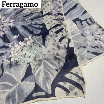 Ferragamo 페라가모 스톨 꽃 플라워 리프 네이비