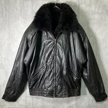 탈부착 가능 퍼 라이너 가죽 블루종 다크 브라운 빈티지