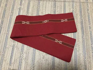 민서 직조 오비 빨간색 오키나와 류큐 야에야마 전통 공예품 반폭 오비