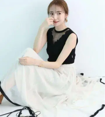 Rirandture 슬리브리스 롱 원피스 플레어 스커트